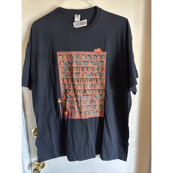 NWT There is No Such Thing as Too Many Books Men's Size 2XL Tshirt - Picture 1 of 8